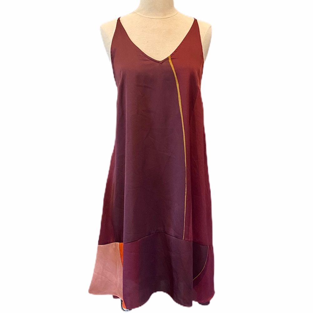 Lou & Grey Burgundy and Pink Midi Dress
